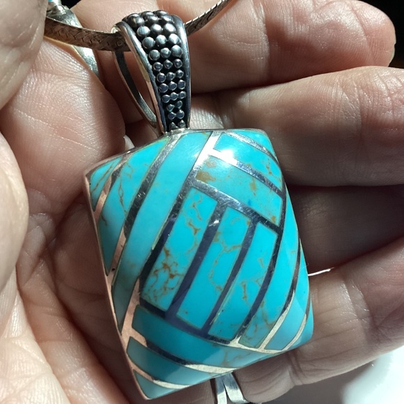 TURQUOISE STERLING STUNNING NECKLACE UNIQUE ! OOAK - Picture 13 of 16